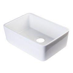 White 23" Smooth Apron Fireclay Single Bowl Farmhouse Kitchen Sink