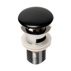 Black Matte Ceramic Mushroom Top Pop Up Drain for Sinks with Overflow