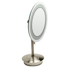 Brushed Nickel Tabletop Round 9" 5x Magnifying Cosmetic Mirror with Light
