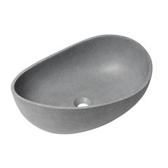 23" Solid Concrete Wavy Oval Above Mount Vessel Sink
