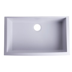 White 30" Undermount Single Bowl Granite Composite Kitchen Sink