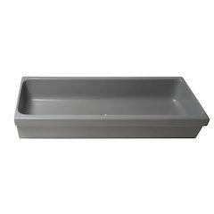 48" Grey Matte Above Mount Fireclay Bathroom Trough Sink