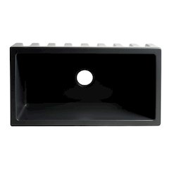 33" Black Matte Reversible Smooth / Fluted Single Bowl Fireclay Farm Sink