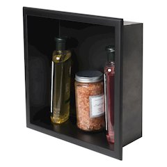 12" x 12" Black Matte Stainless Steel Square Single Shelf Bath Shower Niche