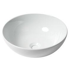 White 15" Round Vessel Bowl Above Mount Ceramic Sink