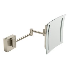 Brushed Nickel Wall Mount Square 8" 5x Magnifying Cosmetic Mirror with Light