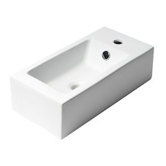 White 20" Small Rectangular Wall Mounted Ceramic Sink with Faucet Hole