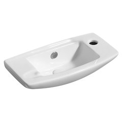 White 20" Small Wall Mounted Ceramic Sink with Faucet Hole