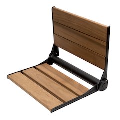 Black Matte 17" Wide Foldable Teak Shower Seat with Backrest
