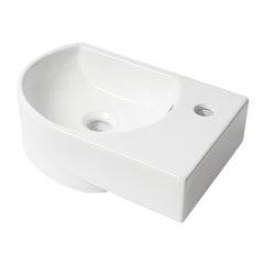White 16" Small Wall Mounted Ceramic Sink with Faucet Hole