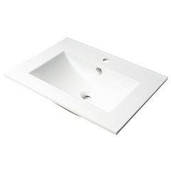 White 25" Rectangular Drop In Ceramic Sink with Faucet Hole