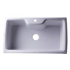 White 35" Drop-In Single Bowl Granite Composite Kitchen Sink