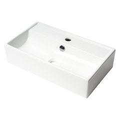 White 22" Rectangular Wall Mounted Ceramic Sink with Faucet Hole