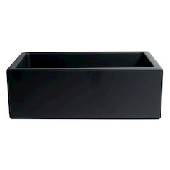30" Black Matte Reversible Smooth / Fluted Single Bowl Fireclay Farm Sink