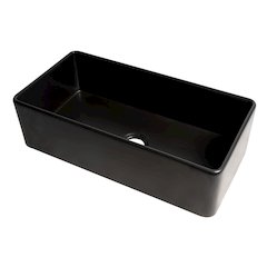 Black Matte Smooth Apron 36" x 18" Single Bowl Fireclay Farm Sink