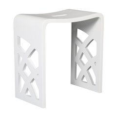 Designer White Matte Solid Surface Resin Bathroom / Shower Stool