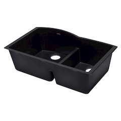 Black 33" Double Bowl Undermount Granite Composite Kitchen Sink