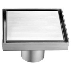 5" x 5" Modern Square Brushed Stainless Steel Shower Drain with Solid Cover