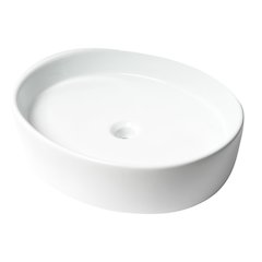 White 22" Oval Above Mount Ceramic Sink