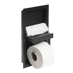 ALFI brand Black Matte Stainless Steel Recessed Toilet Paper Holder Niche