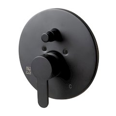 Black Matte Shower Valve with Rounded Lever Handle and Diverter