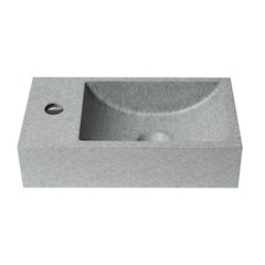 16" Small Rectangular Solid Concrete Gray Matte Wall Mounted Bathroom Sink