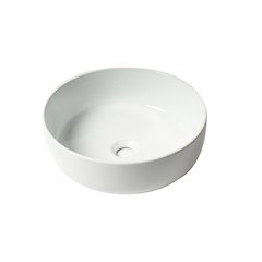 White 15" Round Above Mount Ceramic Sink