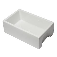 30 inch White Reversible Smooth / Fluted Single Bowl Fireclay Farm Sink