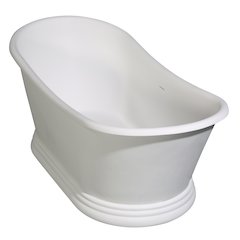 67" White Matte Pedestal Solid Surface Resin Bathtub