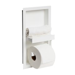 ALFI brand White Matte Stainless Steel Recessed Toilet Paper Holder Niche