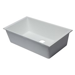 White 33" Single Bowl Undermount Granite Composite Kitchen Sink