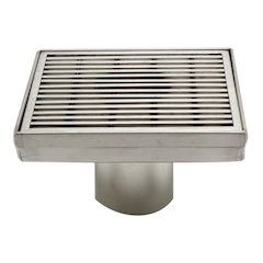 5" x 5" Square Stainless Steel Shower Drain with Groove Lines