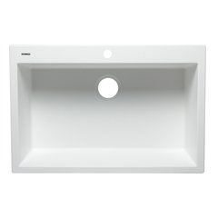 White 33" Single Bowl Drop In Granite Composite Kitchen Sink