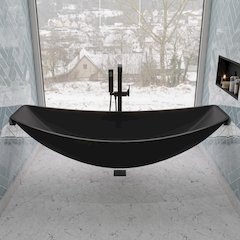 Black Matte 79" Acrylic Suspended Wall Mounted Hammock Bathtub