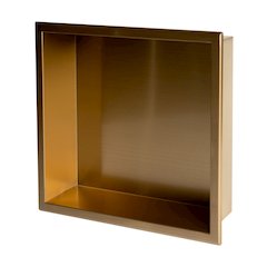 16" x 16" Brushed Gold PVD Steel Square Single Shelf Shower Niche