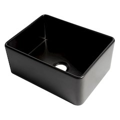 Black Matte Smooth Apron 24" x 18" Single Bowl Fireclay Farm Sink