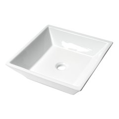 White 17" Square Above Mount Ceramic Sink
