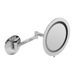 Polished Chrome Wall Mount Round 9" 5x Magnifying Cosmetic Mirror with Light