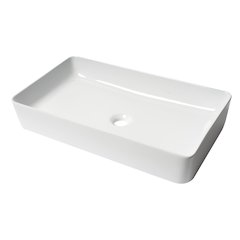 White 24" Modern Rectangular Above Mount Ceramic Sink