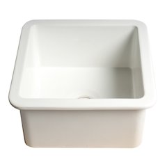 White Square 18" x 18" Undermount / Drop In Fireclay Prep Sink
