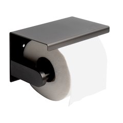 ALFI brand Brushed Black PVD Stainless Steel Toilet Paper Holder with Shelf