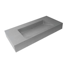 40" Solid Concrete Rectangular Countertop Sink