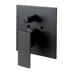 Black Matte Shower Valve with Square Lever Handle and Diverter