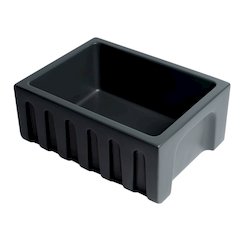 24" Black Matte Reversible Smooth / Fluted Single Bowl Fireclay Farm Sink
