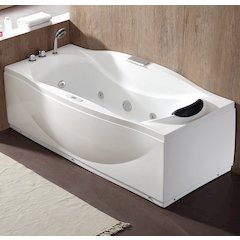 6 ft Right Drain Acrylic White Whirlpool Bathtub w Fixtures