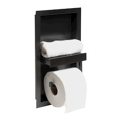 ALFI brand Brushed Black PVD Stainless Steel Recessed Toilet Paper Holder Niche