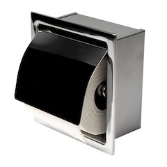 Polished Stainless Steel Recessed Toilet Paper Holder with Cover