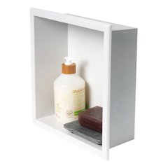 12" x 12" White Matte Stainless Steel Square Single Shelf Bath Shower Niche