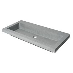 40" Solid Concrete Gray Matte Trough Sink for the Bathroom