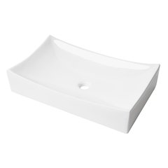 White 26" Fancy Rectangular Above Mount Ceramic Sink